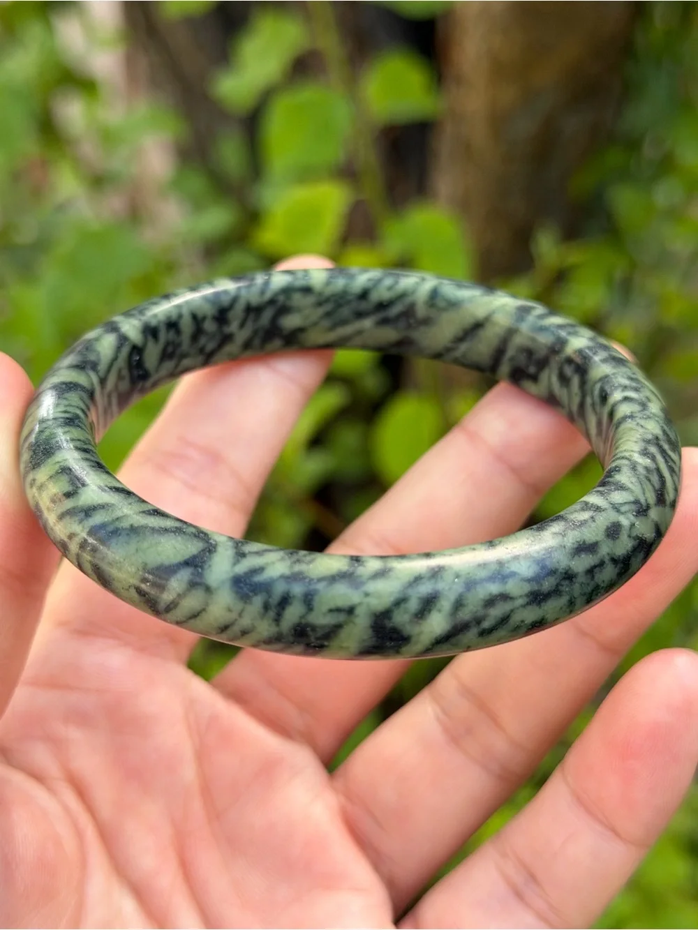 63mm inner diameter leopard skin xiuyu jade bangle 1735